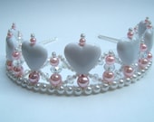 I Heart you Child's Crystal Pearl and White Heart Tiara