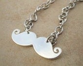 Mustache Silver Geek Necklace