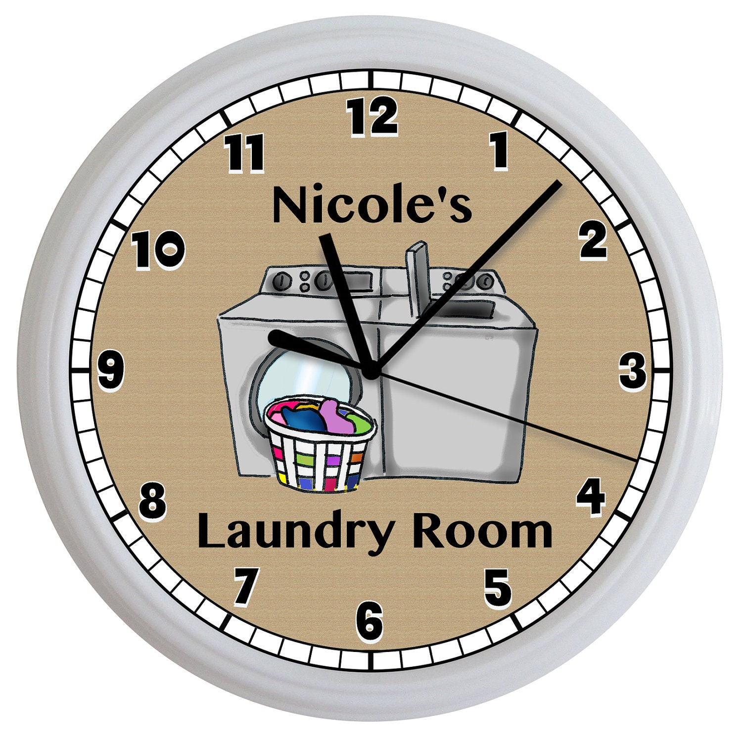 Personalized Laundry Room Wall Clock by cabgodfrey on Etsy