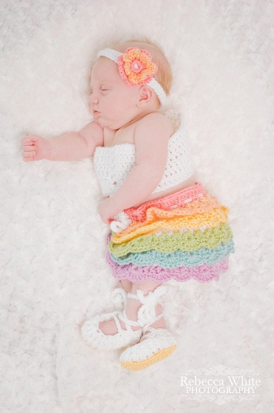 CROCHET PATTERN PDF - Newborn Ruffle Skirt Outfit Crochet Pattern - Permission To Sell Finished Items
