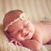 Newborn Taupe Petite Lace Flower Halo Headband