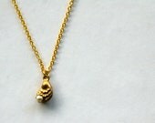 Tiny Oyster & Pearl Brass Necklace