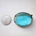 Art Deco Brooch HUGE Aqua Blue Faceted Glass Gold Brass Vintage 1930s Jewelry