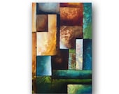 Large Painting Original Painting Green & Blue Painting Abstract Painting on Canvas Contemporary Glazed Underpainting 36x24 By Heather Day