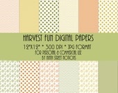 Gold, Orange, and Green Patterned Digital Scrapbook Papers 12x12 - for invitations, blog design, photographers