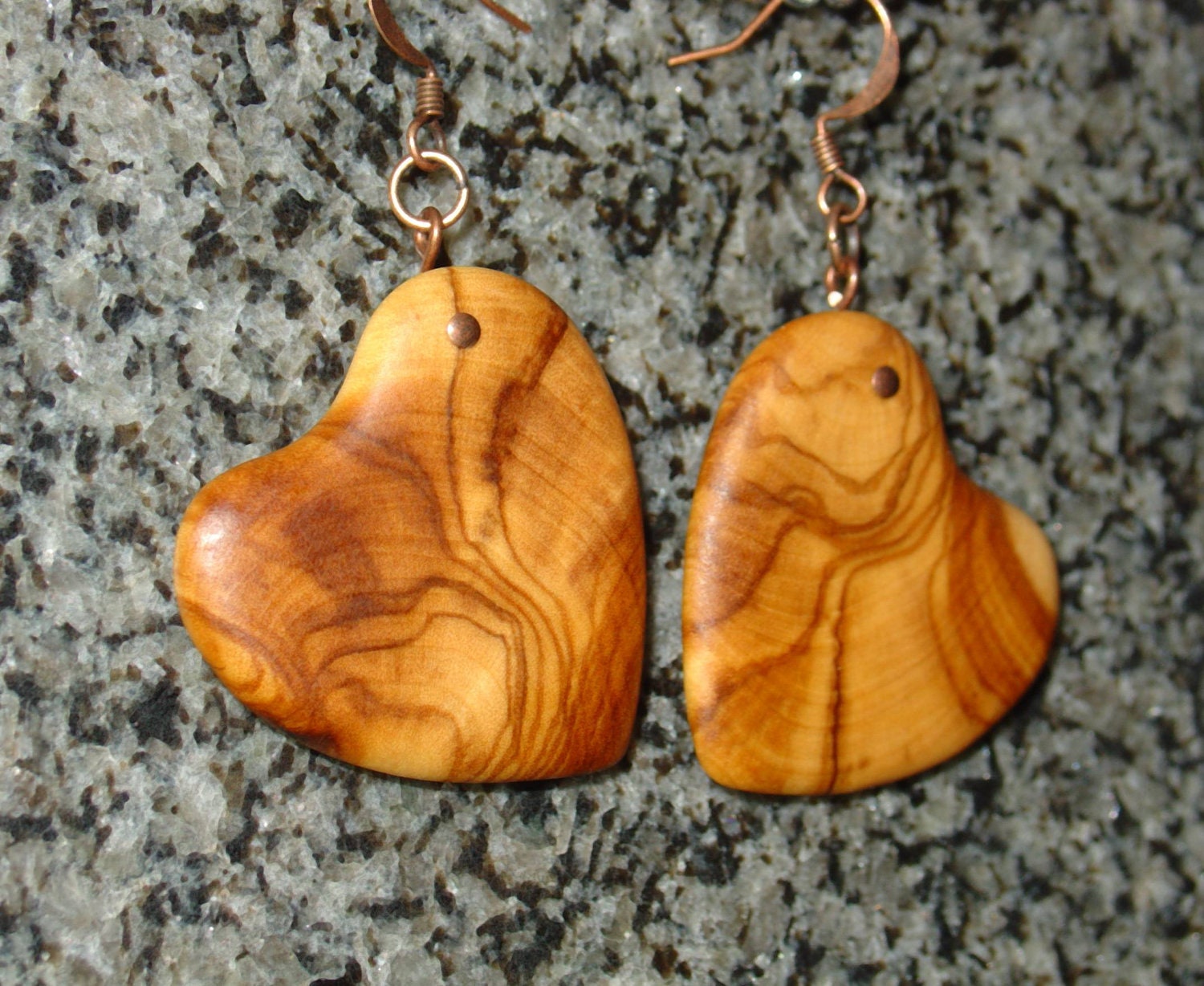 Earrings - Olive Wood, Hearts