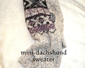 Mini Dachshund sweater Nordic inspired boucle knit fabric handmade pet clothing