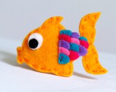 Gold Fish Hair Clip - Colorful Sea Animal - Made in Brooklyn - BrooklynOwl