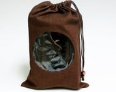 Brown shoe bag, travel storage bag with window