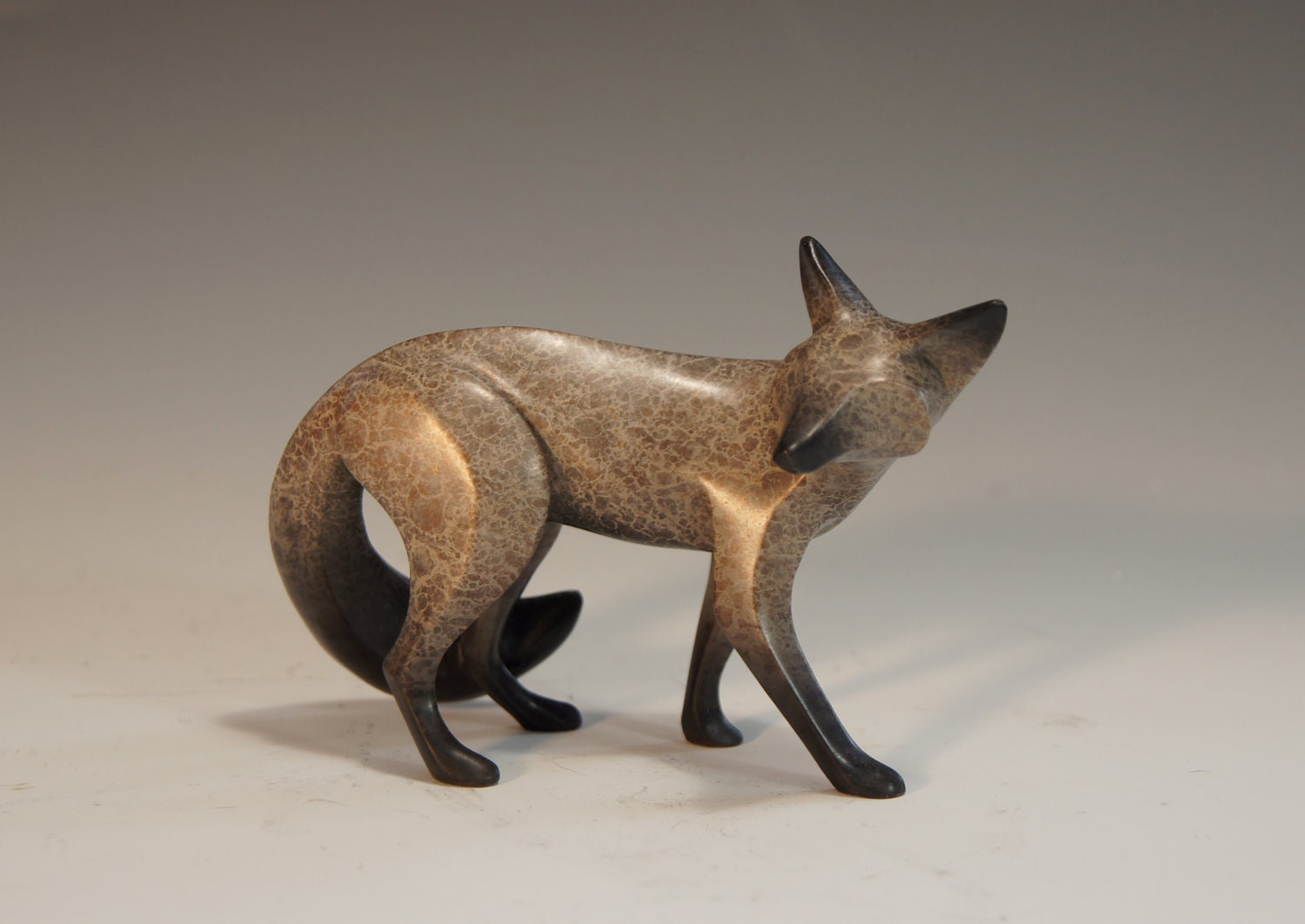bronze fox, SILVER /BROWN patina , limited edition