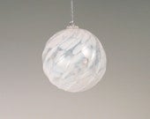 Blown Glass Holiday Ornament Suncatcher Holiday Decor Opal Snow White Glass Orb Ball