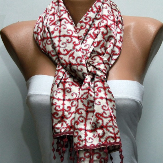 Women Scarf Shawl Scarf - Cowl with Lace Edge