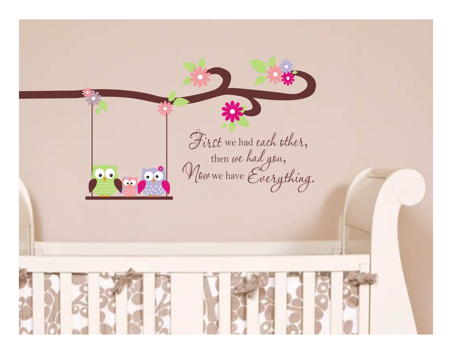 Childrens Decor Owl Decal Family Vinyl Lettering - Vinyl Wall Art - Vinyl Decals - Nursery wall decal