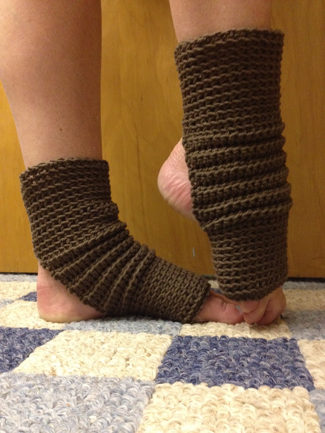 Yoga Socks in Medium Brown Cotton US Grown -- for Yoga, Pilates, Dance, Pedicures