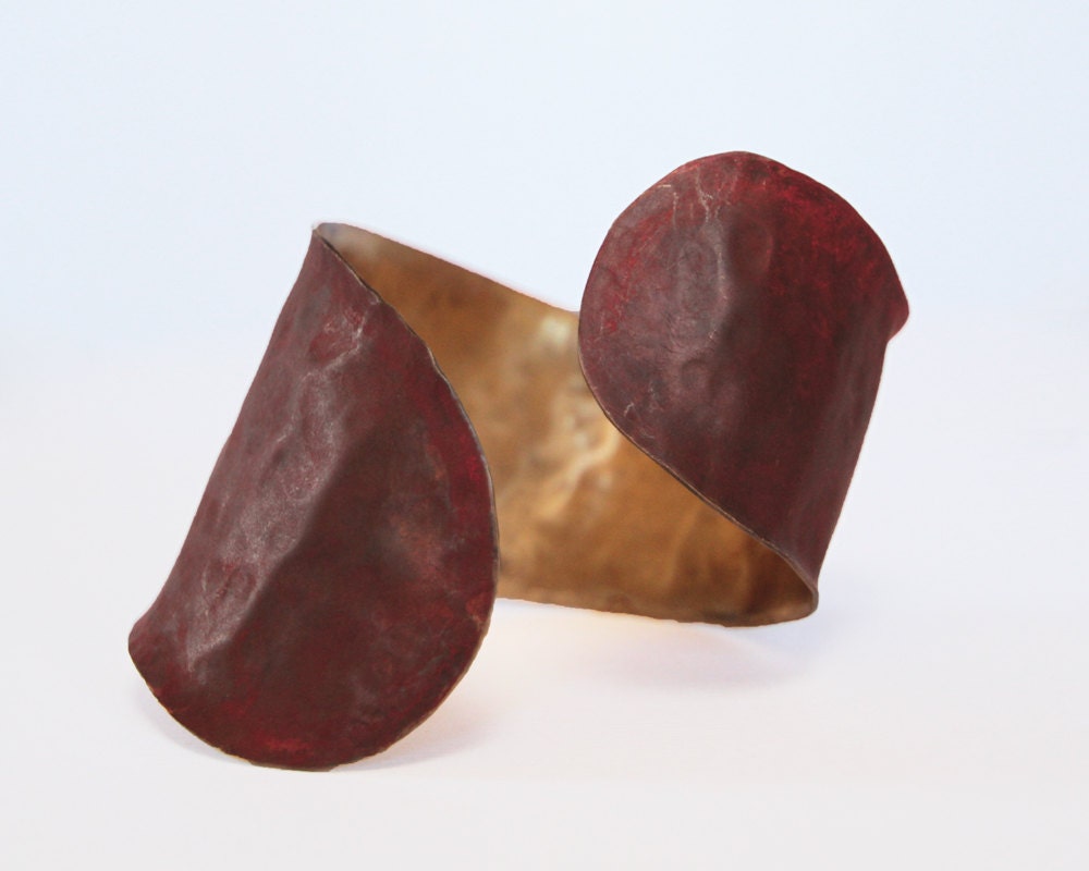 Boho Chic San Francisco Cuff - A Truly Unique Hammered Patina Curved Cuff with Delicate, Unique Lines - amywaltz