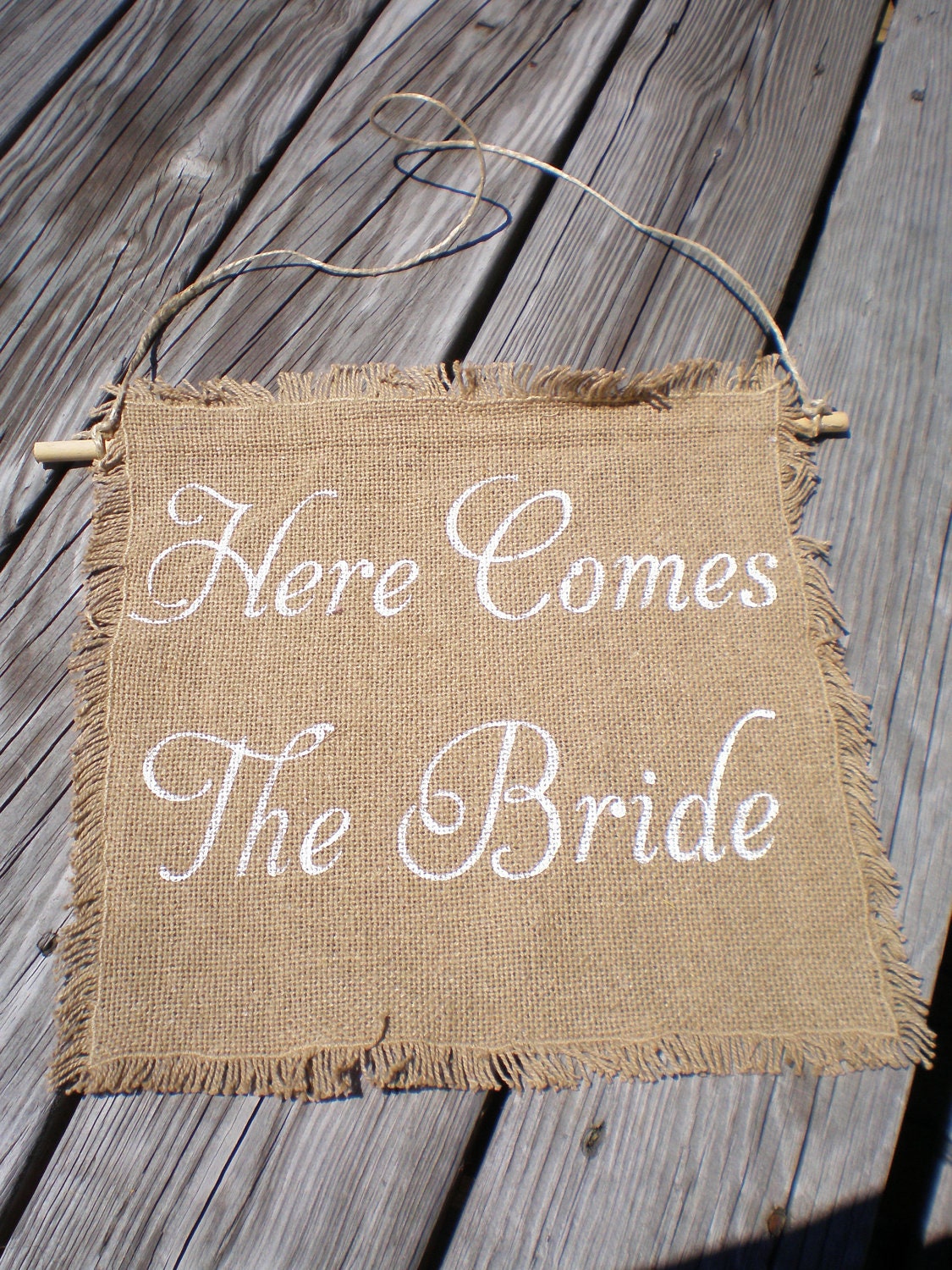Here Comes The Bride Sign ring bearer flower girl Burlap Wedding Sign Photo Prop decoration Rustic woodland