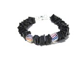 Upcycled Recycled / Inner Tube / Bracelet / Jewelry / Eco Friendly / Glass / Black Rubber / Ribbon Candy