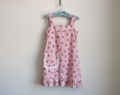 Floral Girls Dress with Red Pinstripe - Ruffle Hem Girls Jumper.