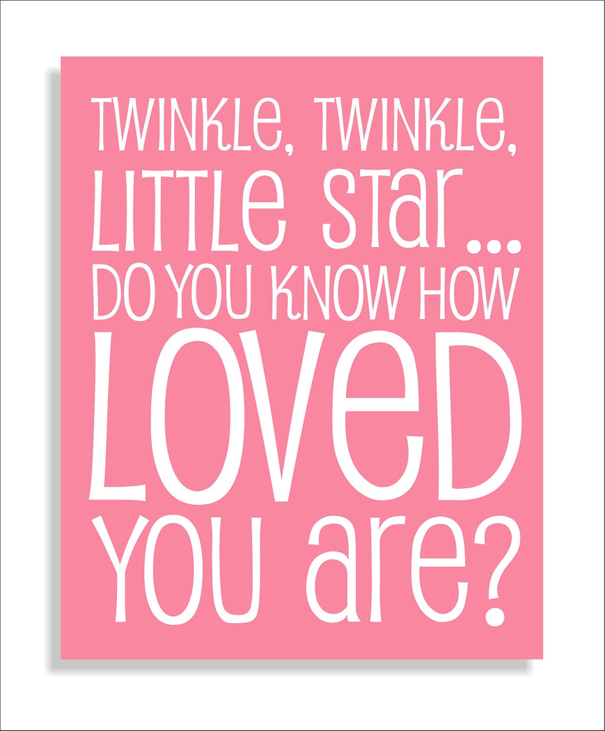 Twinkle, Twinkle Little Star Quote Modern Art Print Typography 8x10 Nursery wall decor, Kids Wall Art, Playroom wall art