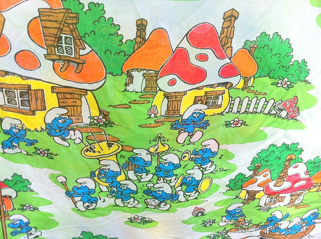 Vintage Smurfs Flat Sheet Pillowcase