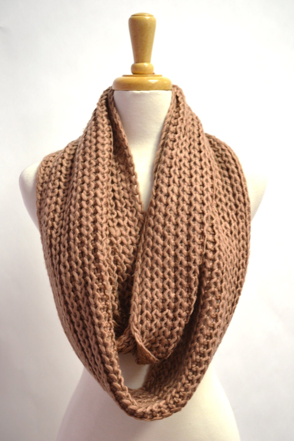 Super Long Chunky Knitted Infinity Circle Loop Winter Fall Scarf Black Taupe Tan Sage Green Women's Fashion Accessory