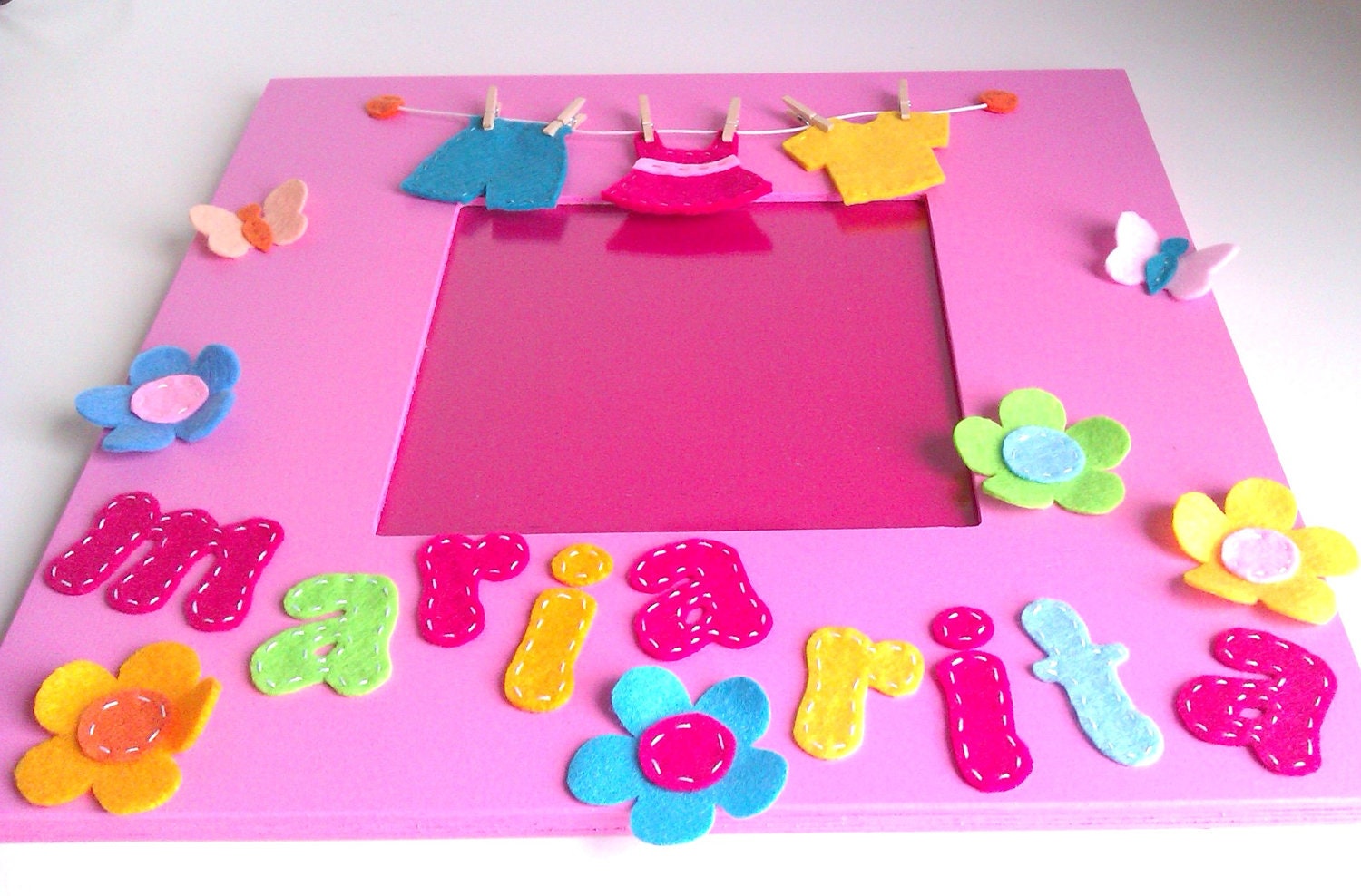 Personalized/custom Photo Frame - gift, decor, nursery - flowers, butterflies, clothes Il_570xn