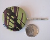SALE Grass Green, Plum and Black handpainted sculpted clay bubble bobby hair pin, Gift for Her bridesmaid gift