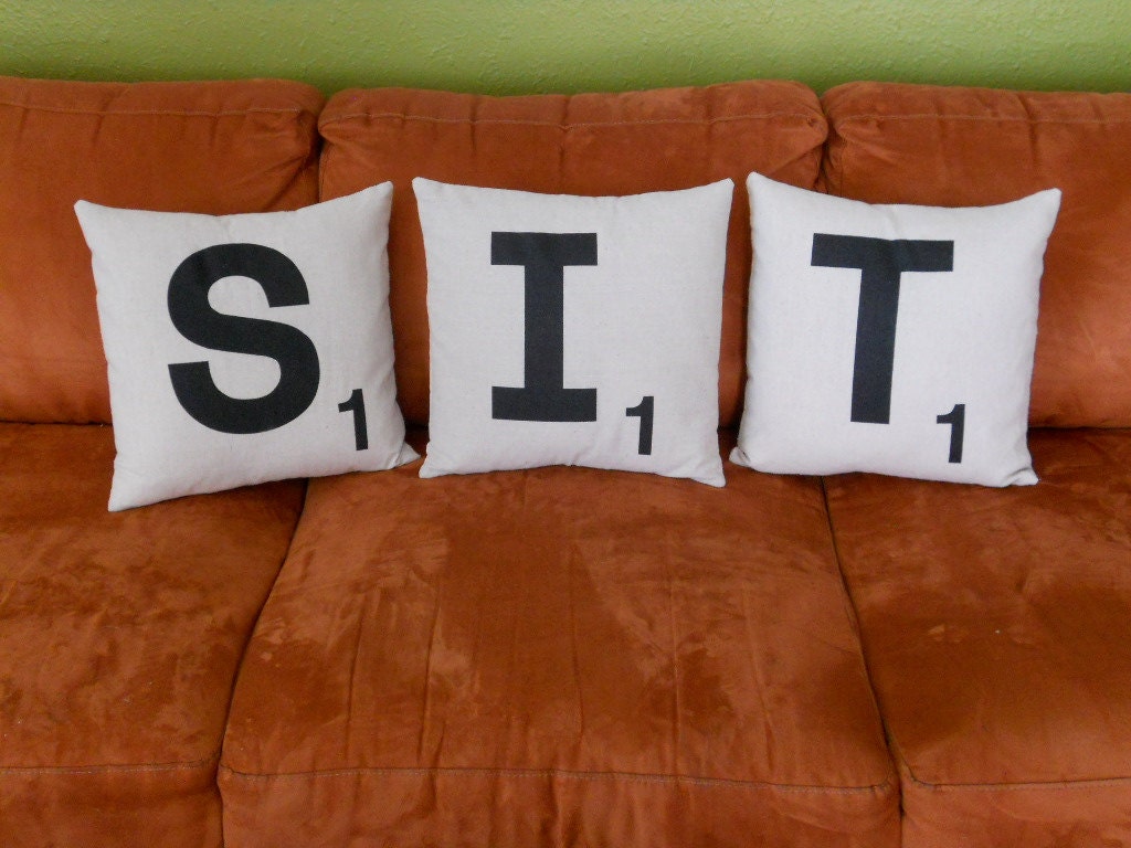 Any Three Scrabble Letter Pillows - PILLOW COVERS and INSERTS