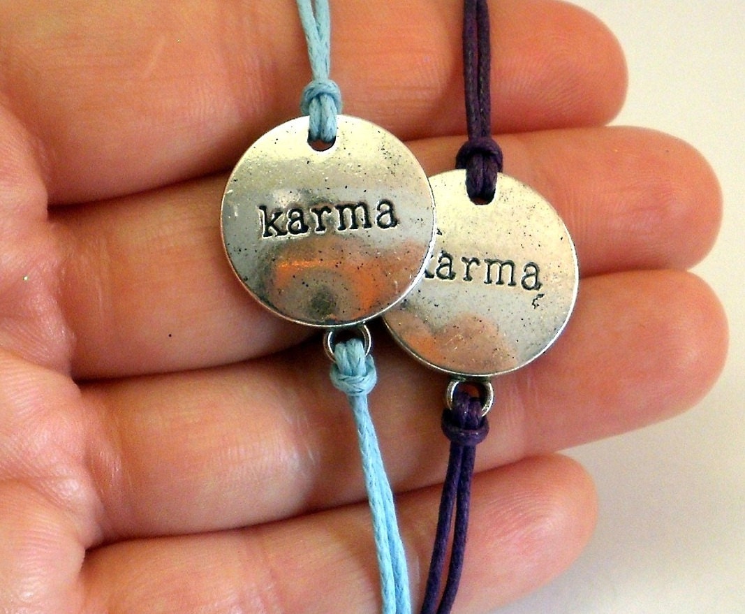 Karma Bracelet Men and Women on Cotton Thread in many colors, one piece - Wedding favors, bridesmaid gifts, bridal jewelry