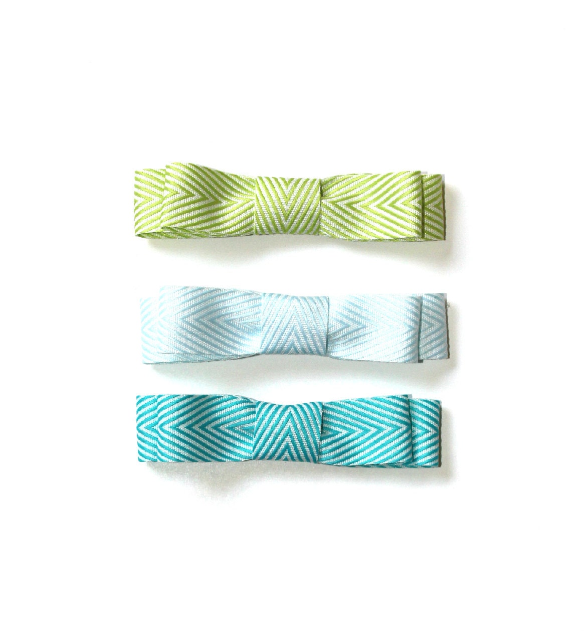 NEW 3 Pack Petite CHEVRON Alice Boutique Bows - The Alice Collection - Handmade 7/8" Grosgain Chevron Bow on CHOICE of Elastic - Custom