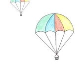 Cute Nursery Art Print - Cupcake Drawing - Cupcake Paratroopers