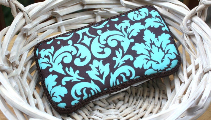 Teal & Brown Floral Boutique Style Baby Wipe Case, Travel Wipe Case, Diaper Wipe Case, Wipe Cases, Boy Wipe Case