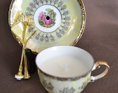 Vintage China Candle Jewelry Stand Kit Yellow Gold Victorian FREE Shipping