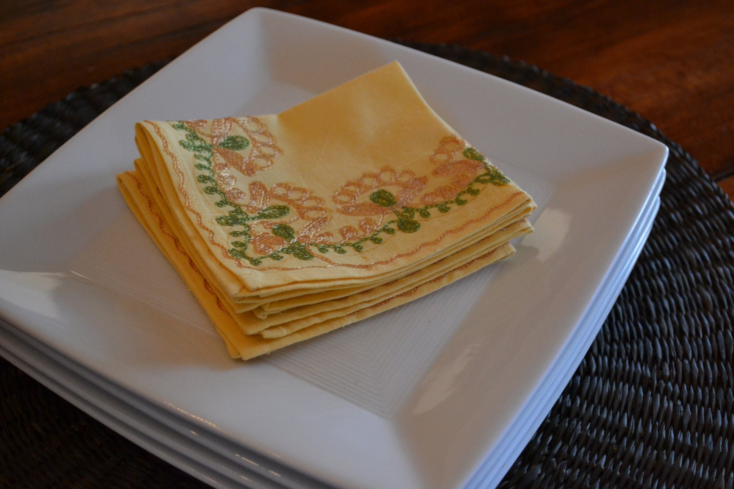 Set of Four Yellow Napkins