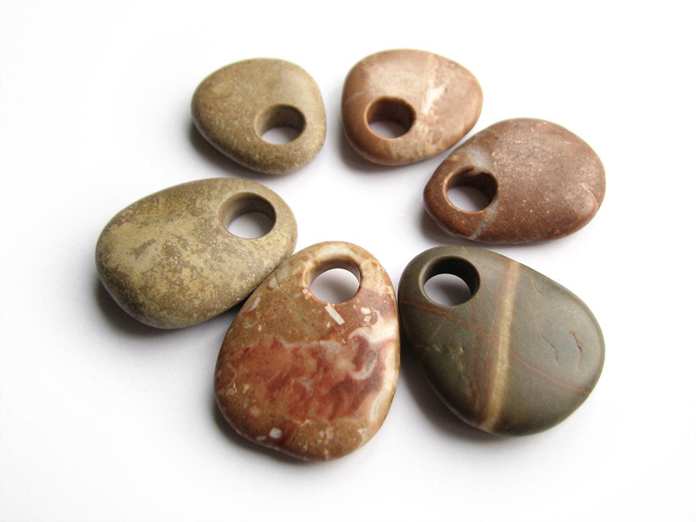 Drilled Beach Pebbles - Stone Pendants - Natural Rock Jewelry Supply