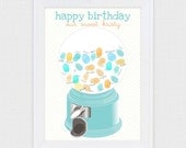 gumball fingerprint guestbook - printable file - birthdays and weddings