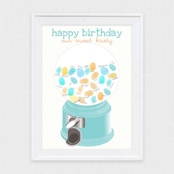 gumball fingerprint guestbook - printable file - birthdays and weddings