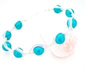 teal wire wrapped bangle bracelet