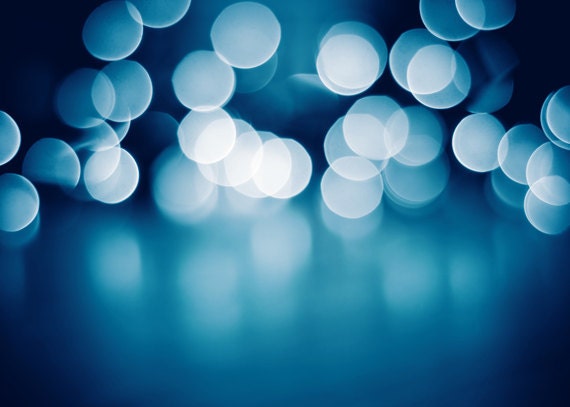 Light Photography - blue abstract print bokeh circles photography abstract dark blue wall art photo navy white fine art - 5x7 Photograph