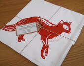 Individual Fox Tea Towel, Hand Screen Printed. Eco Friendly inks.