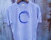 Winding Willow Tshirt - Blue on Heather Grey - Organic Bamboo and Cotton