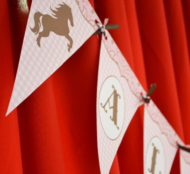 Cowgirl editable printable (immediate download) party banner Il_570xn