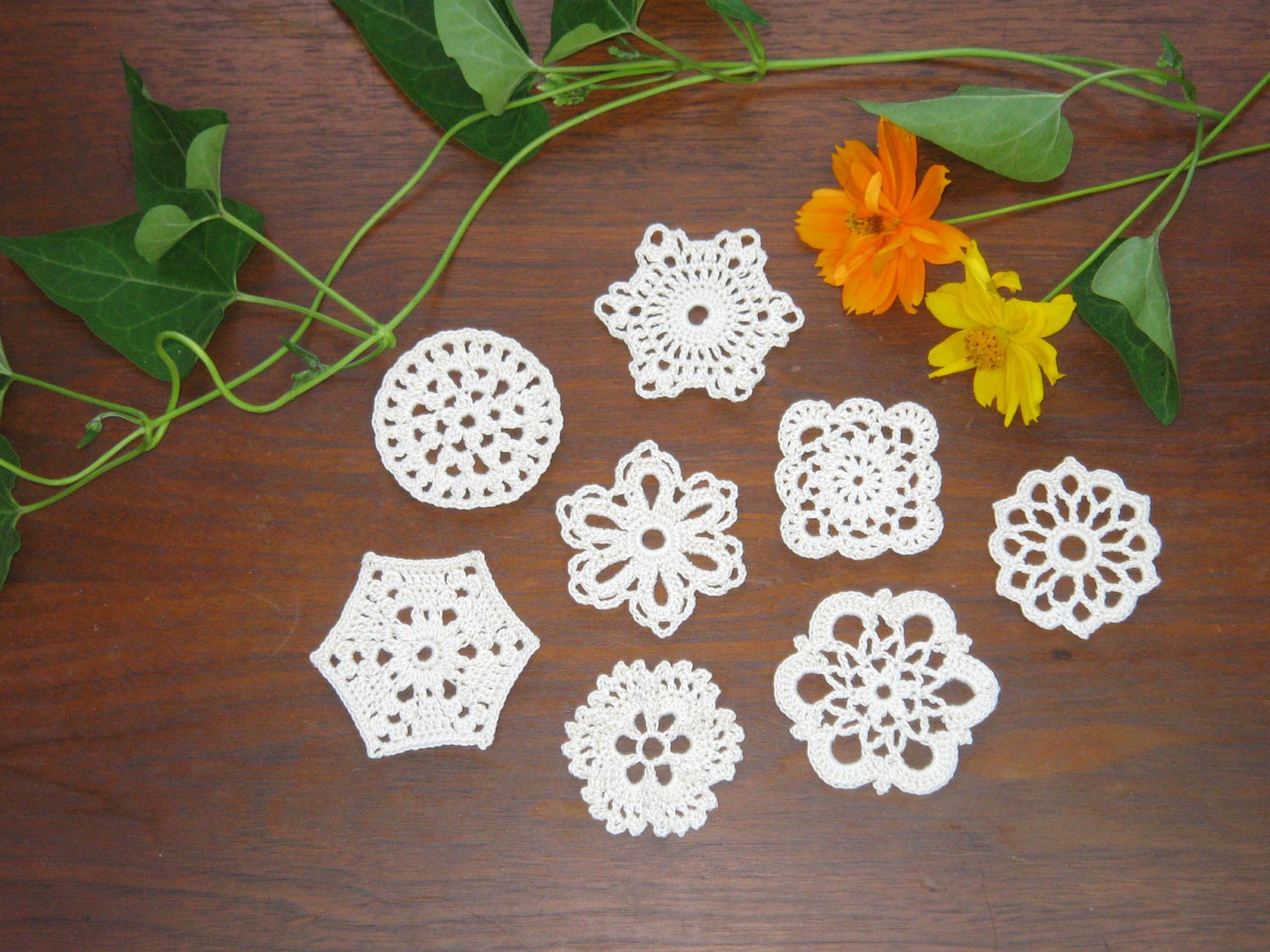 Mini crochet motif applique set B