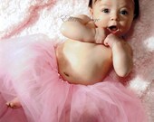 Tutu Cute in Pink - Light Pink Tutu and Shabby Chic Rosette Skinny Headband for Baby, Infant, Toddler, Girl, Child, Photography Prop