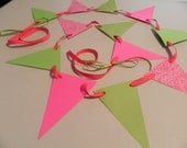 Paper Garland Pink and Lime Birthday Decor Paper Bunting Wedding Garland Party Decoration Bridal Shower Decor Baby Shower Decor