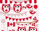 30% OFF canada day clipart owls birds canadian clip art digital - Oh Canada Hoots and Tweets Clipart