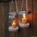 Mason Jar Lanterns Hanging Tea Light Luminaries - Set of 6