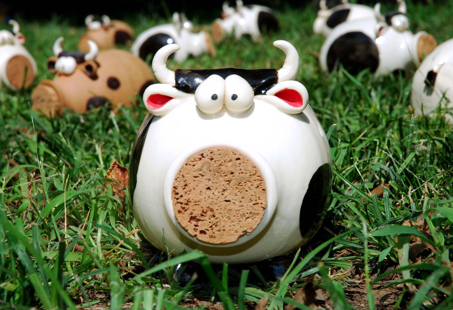 Black and White Cow Ceramic Coin Bank IN STOCK