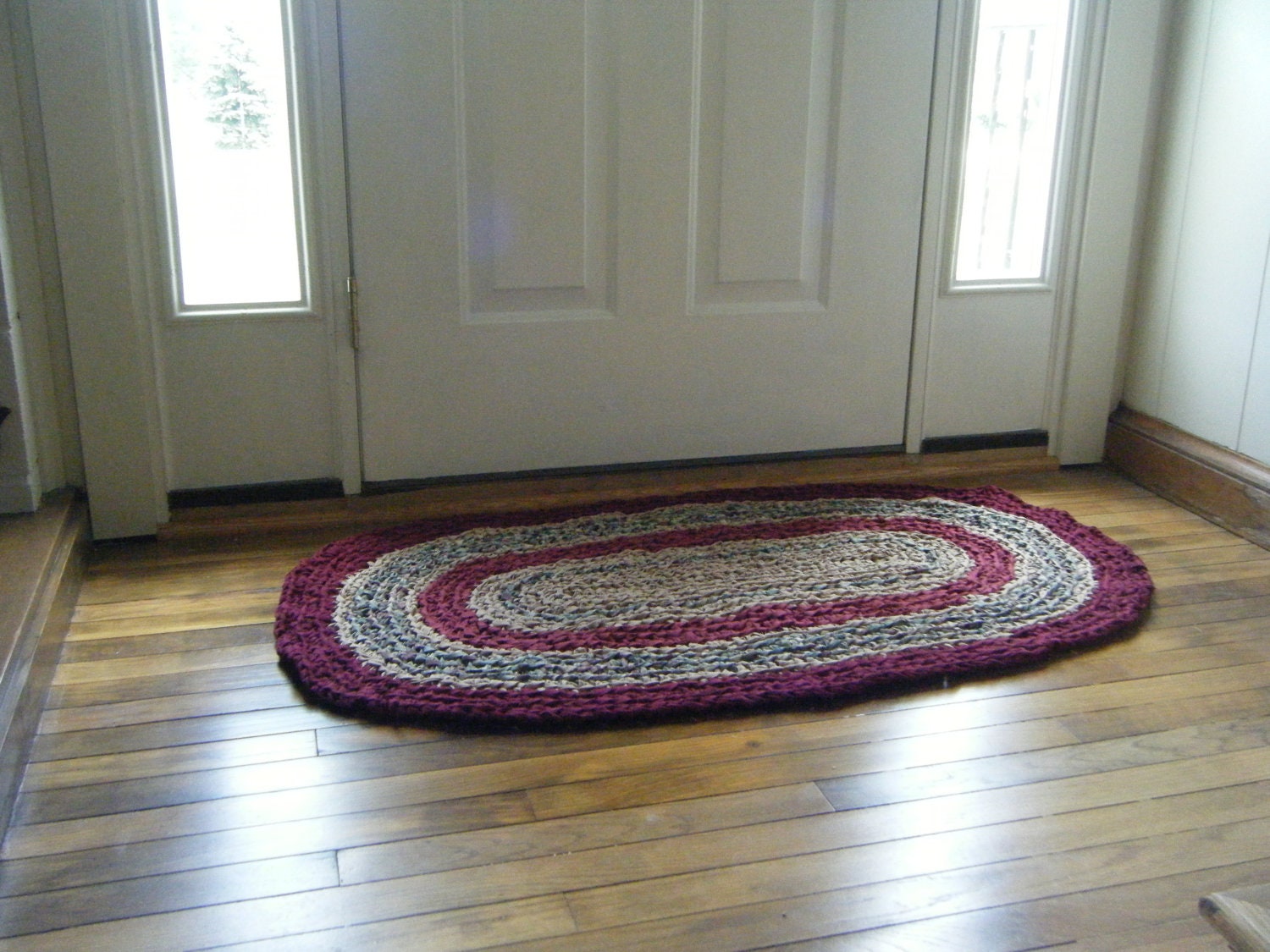 Two Toned Burgandy - 4 Foot Area Rug - For Etsy