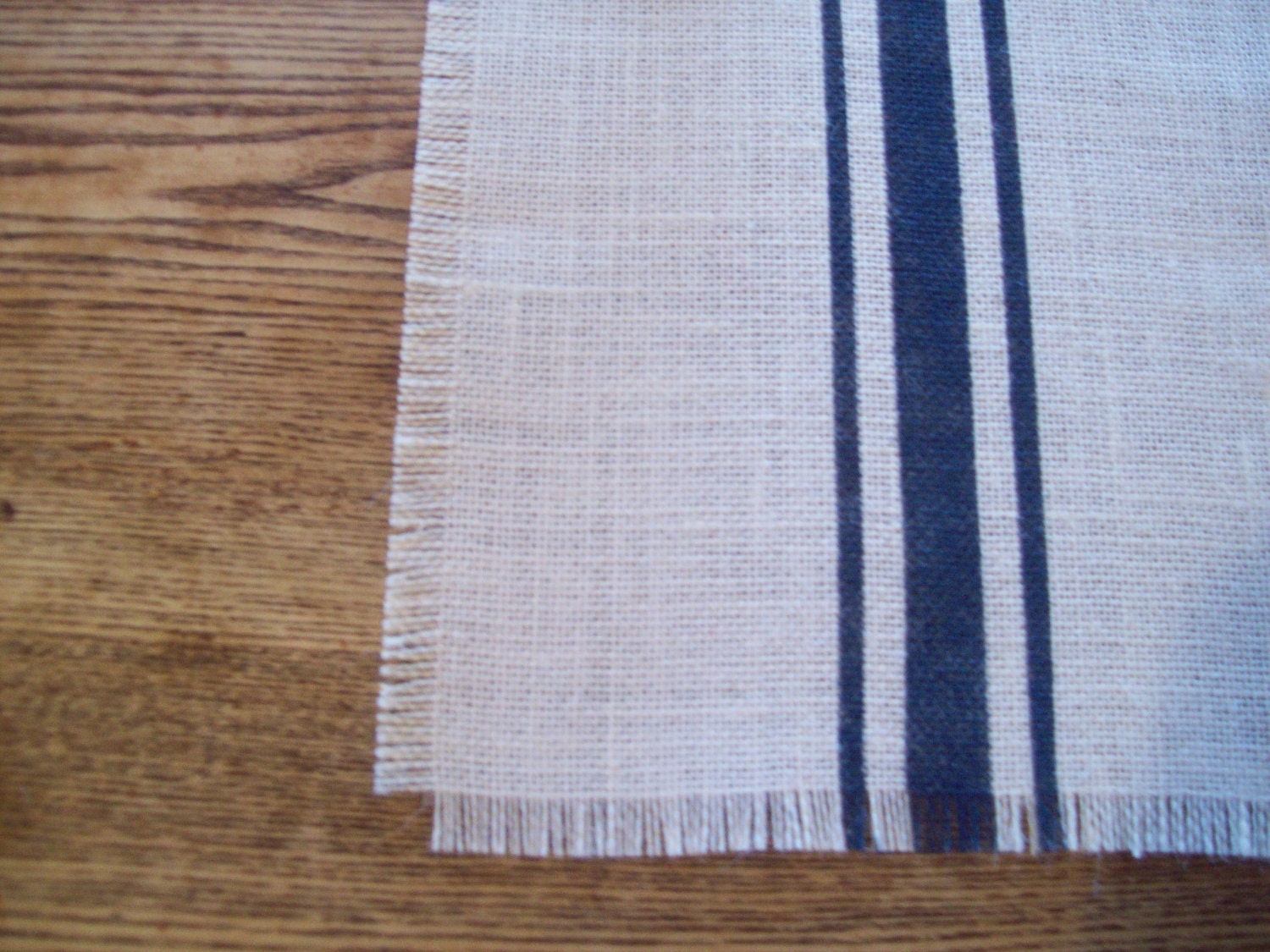 Burlap Table Runner 10 x 48 with Navy Blue Grain Sack Stripes - Other Colors Available - Beach Table Runner - Farmhouse Table Runner